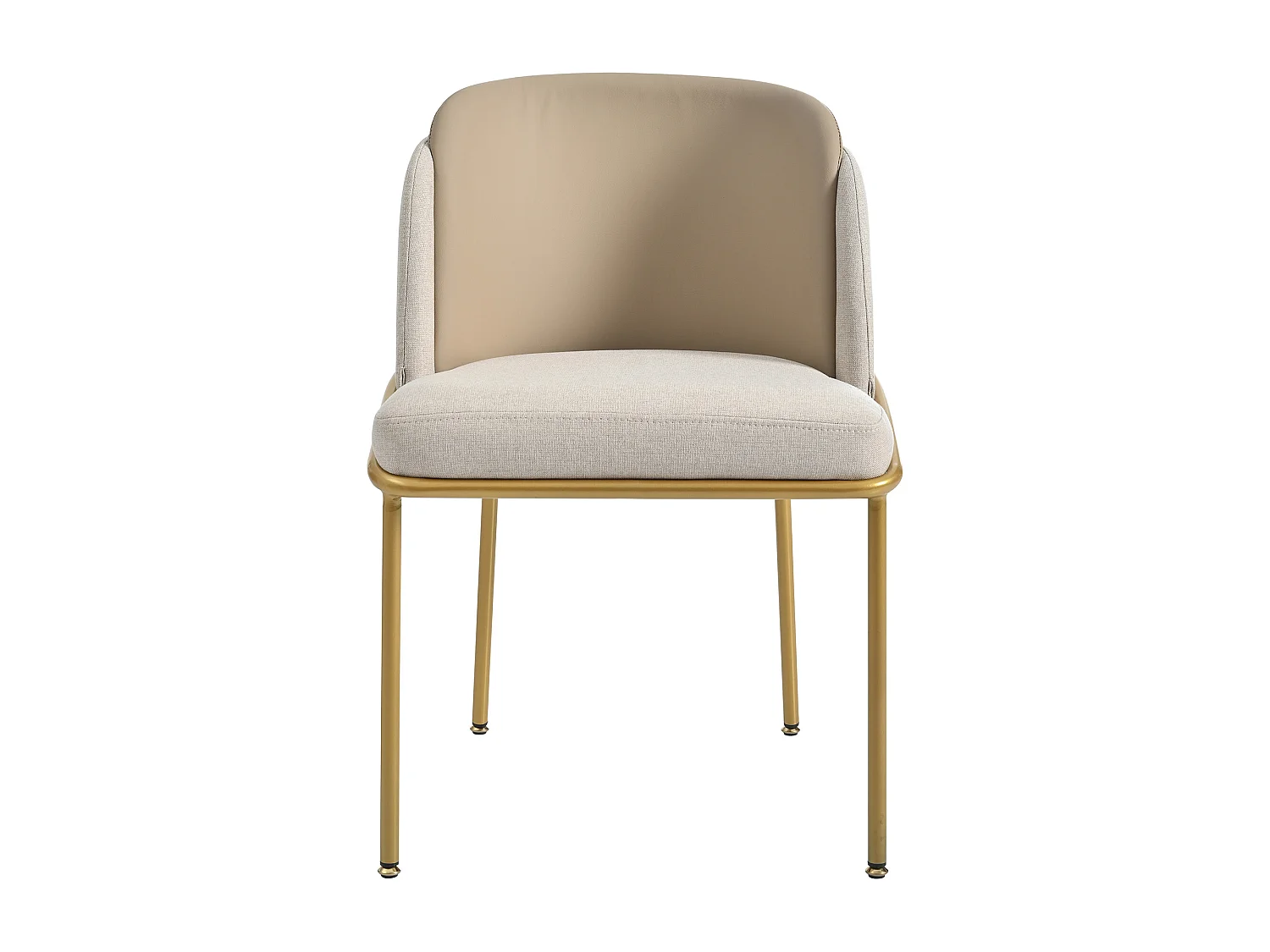 Set van 4 stoelen - linnen en kunstleer - metalen poten - eigentijdse stijl - beige + kaki
