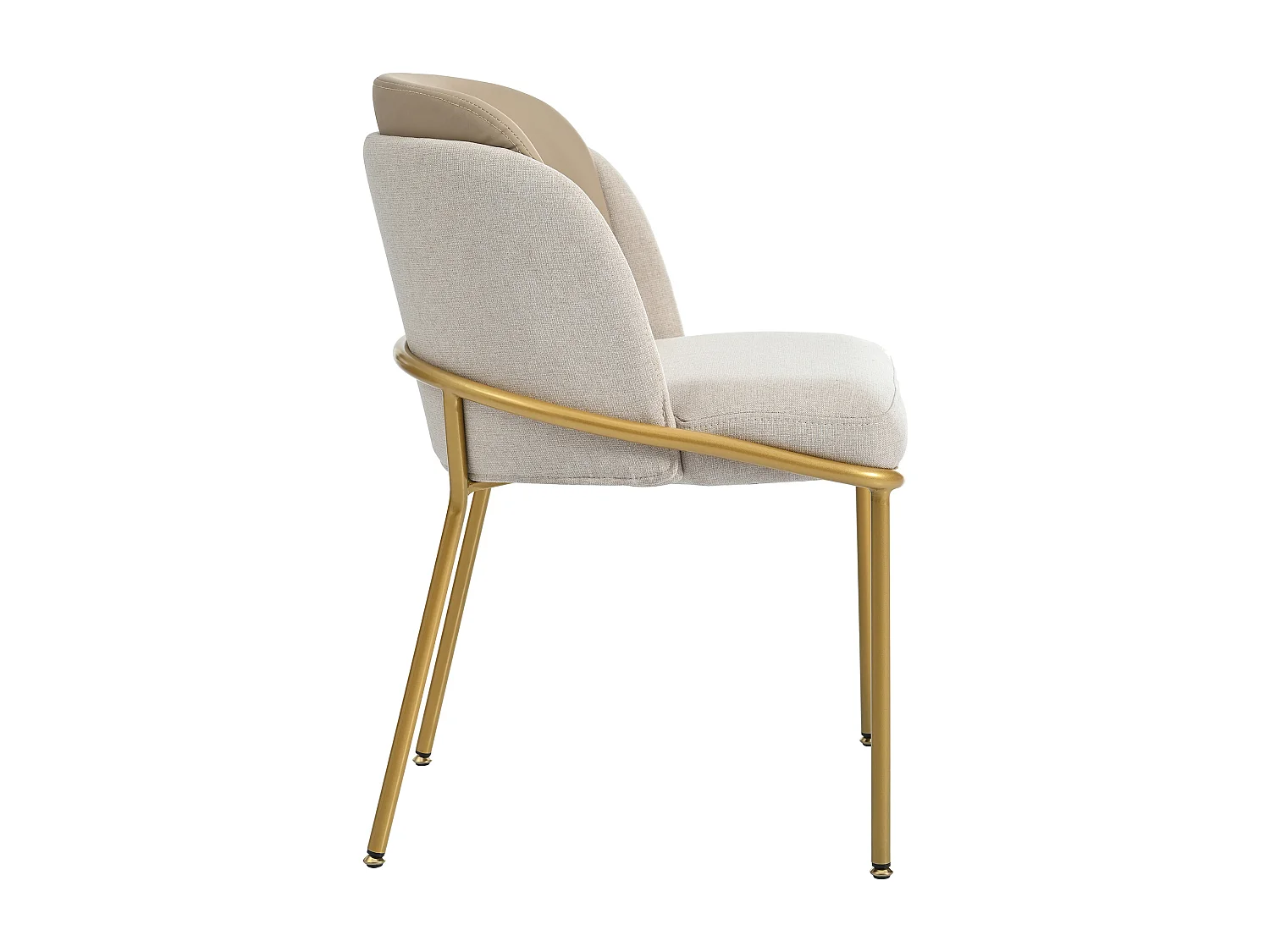 Set van 4 stoelen - linnen en kunstleer - metalen poten - eigentijdse stijl - beige + kaki