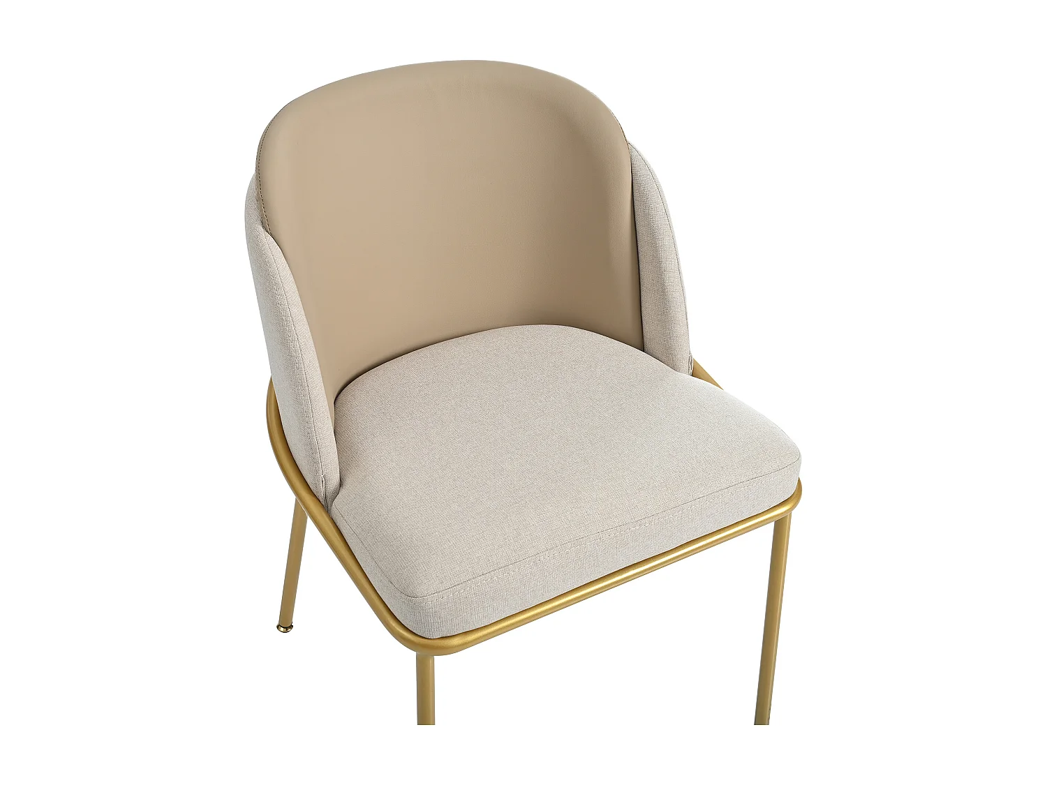 Set van 4 stoelen - linnen en kunstleer - metalen poten - eigentijdse stijl - beige + kaki