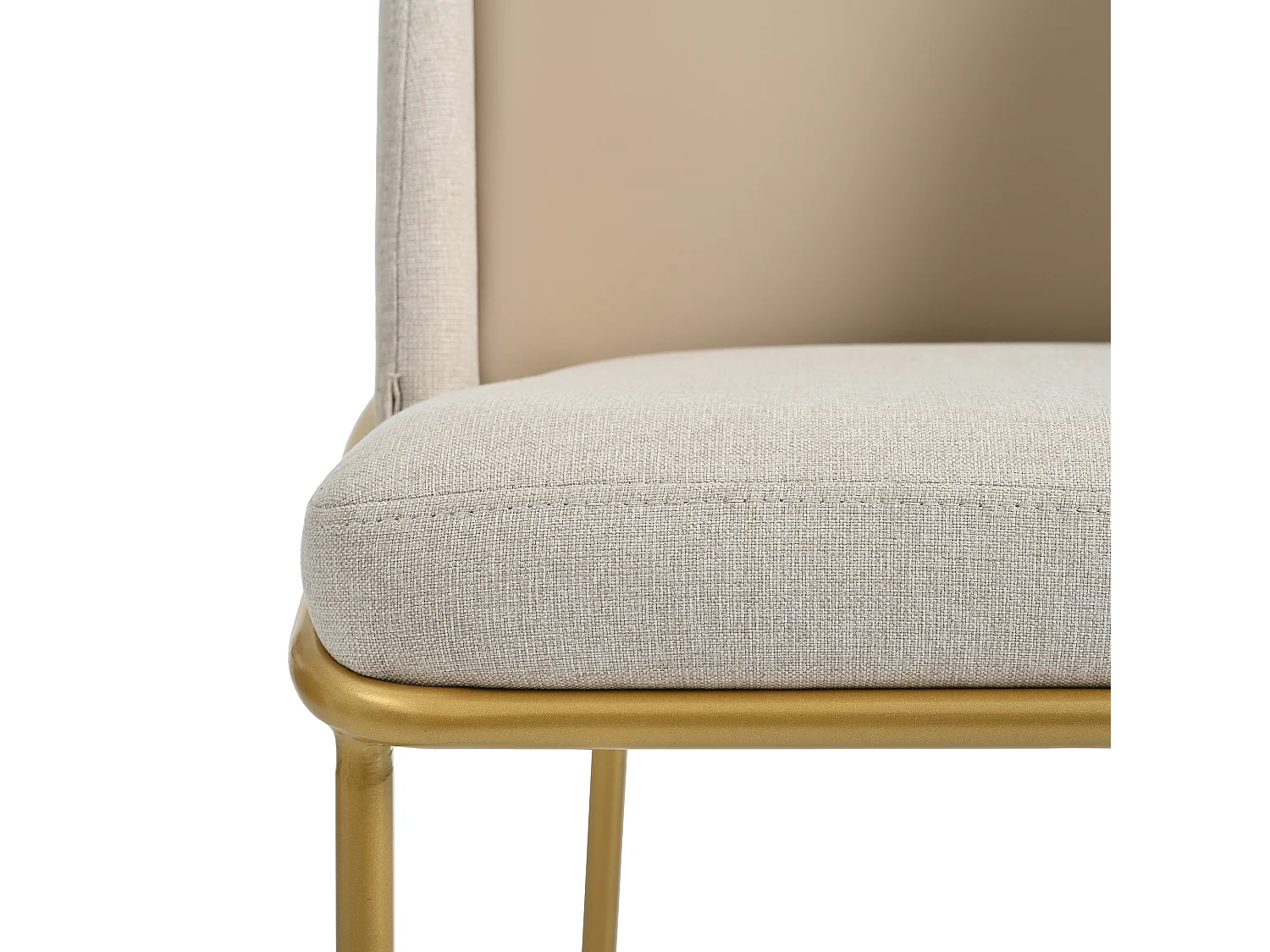 Set van 4 stoelen - linnen en kunstleer - metalen poten - eigentijdse stijl - beige + kaki