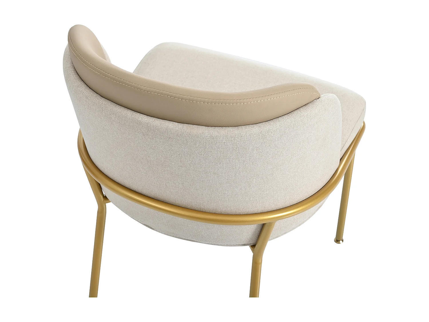 Set van 4 stoelen - linnen en kunstleer - metalen poten - eigentijdse stijl - beige + kaki