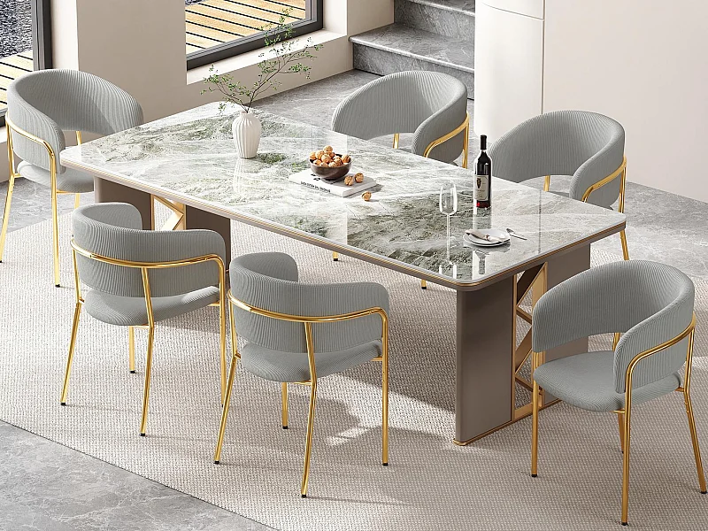 Zestaw 6 krzeseł – tkanina ze sztruksowego aksamitu – metalowe nogi – nowoczesny styl – szare