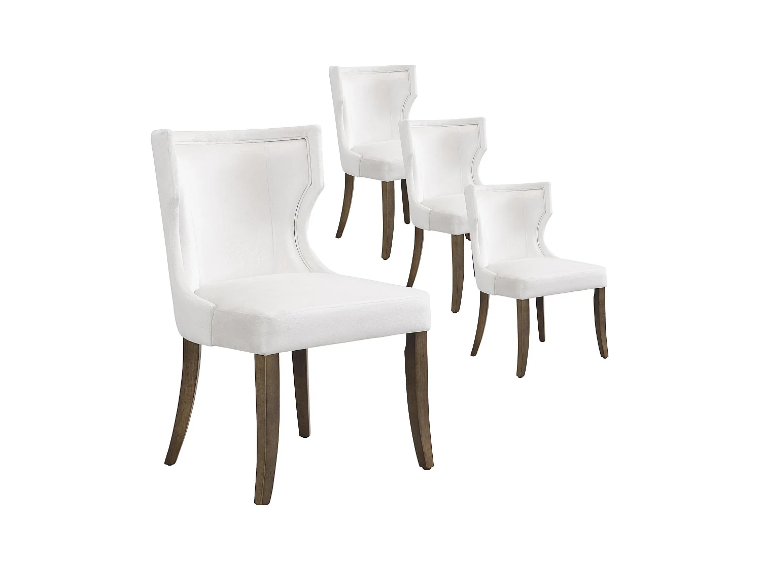 Lot de 4 Chaises en velours - avec pieds réglables en bois massif - Beige