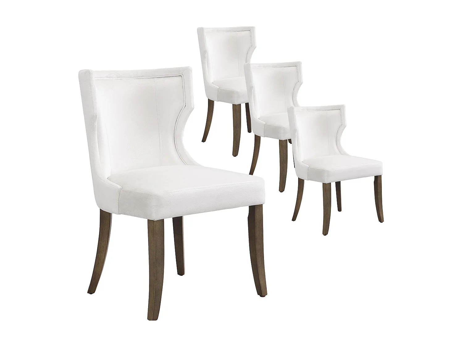 Lot de 4 Chaises en velours - avec pieds réglables en bois massif - Beige