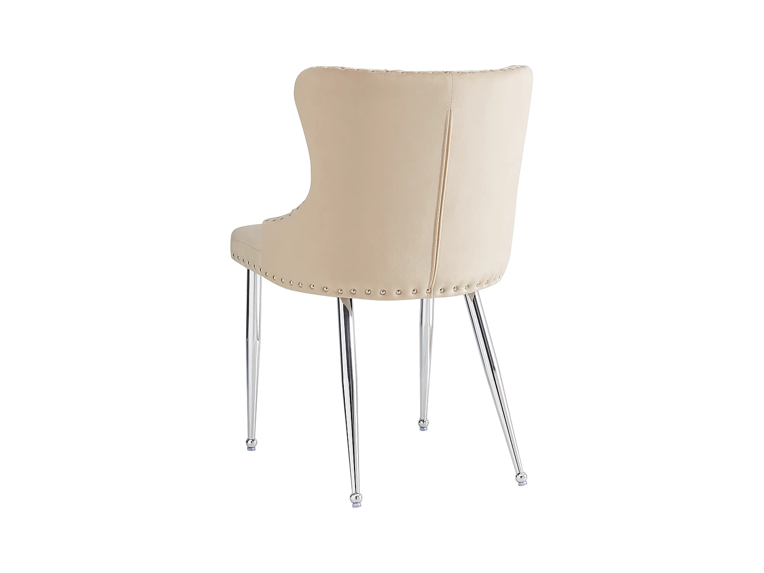 Lot de 6 chaises - Velours de haute qualité - Pieds en métal argenté - Beige