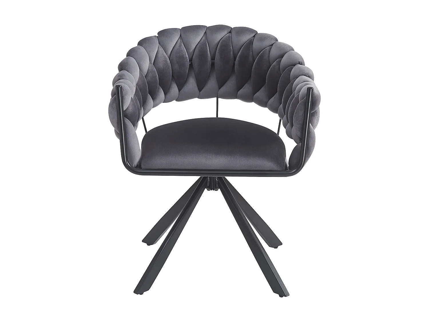 Lot de 4 chaises en velours - avec accoudoirs - pieds métalliques réglables en forme de griffes - Gris