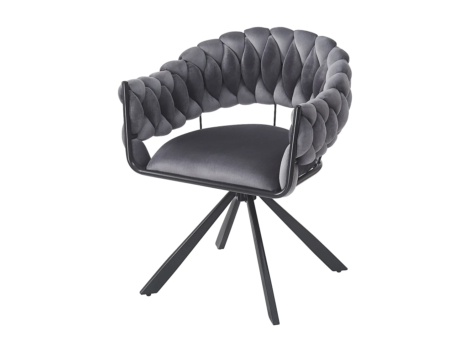 Lot de 4 chaises en velours - avec accoudoirs - pieds métalliques réglables en forme de griffes - Gris