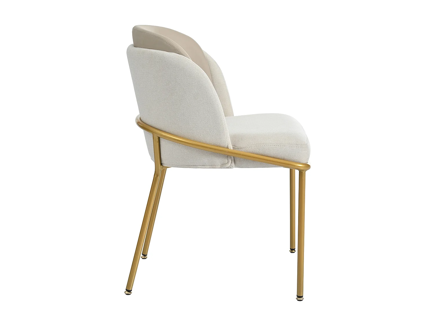 Set van 2 stoelen - linnen en kunstleer - metalen poten - eigentijdse stijl - beige