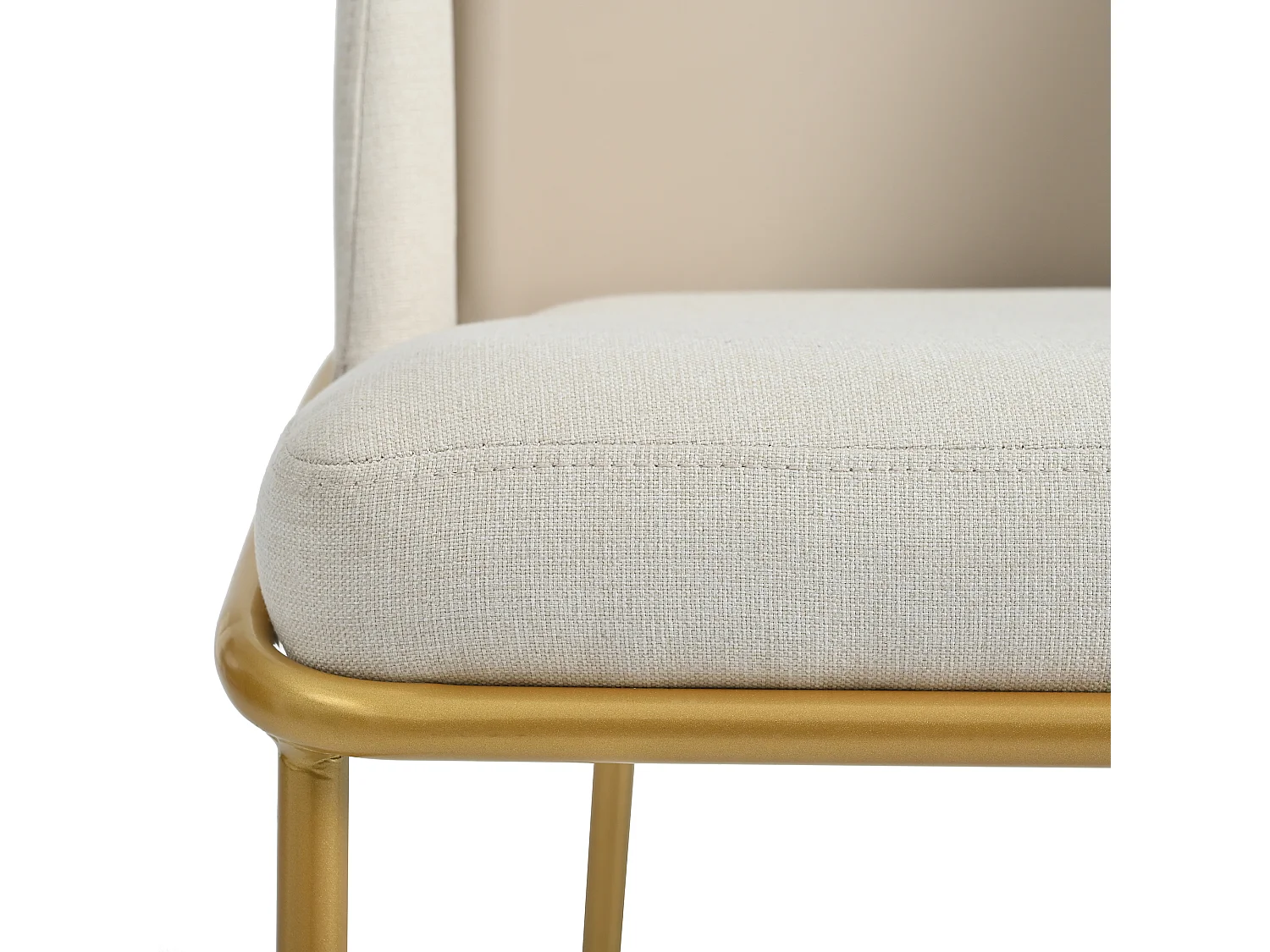 Set van 2 stoelen - linnen en kunstleer - metalen poten - eigentijdse stijl - beige