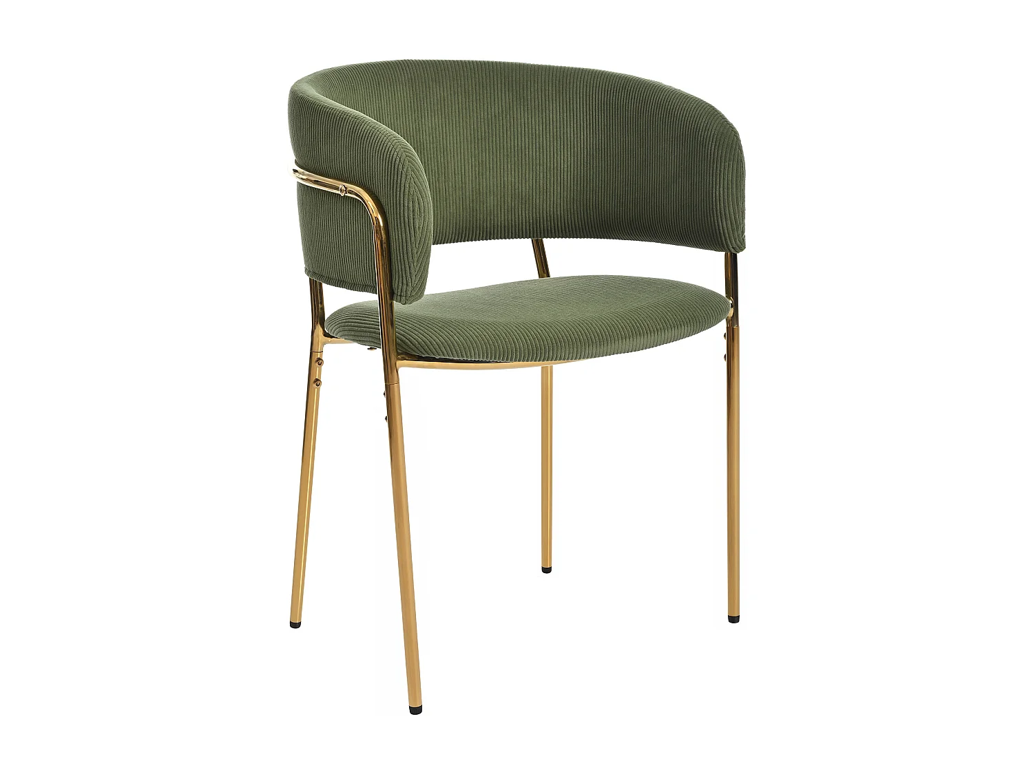 Set van 4 stoelen - geribbelde fluwelen stof - metalen poten - eigentijdse stijl - groen