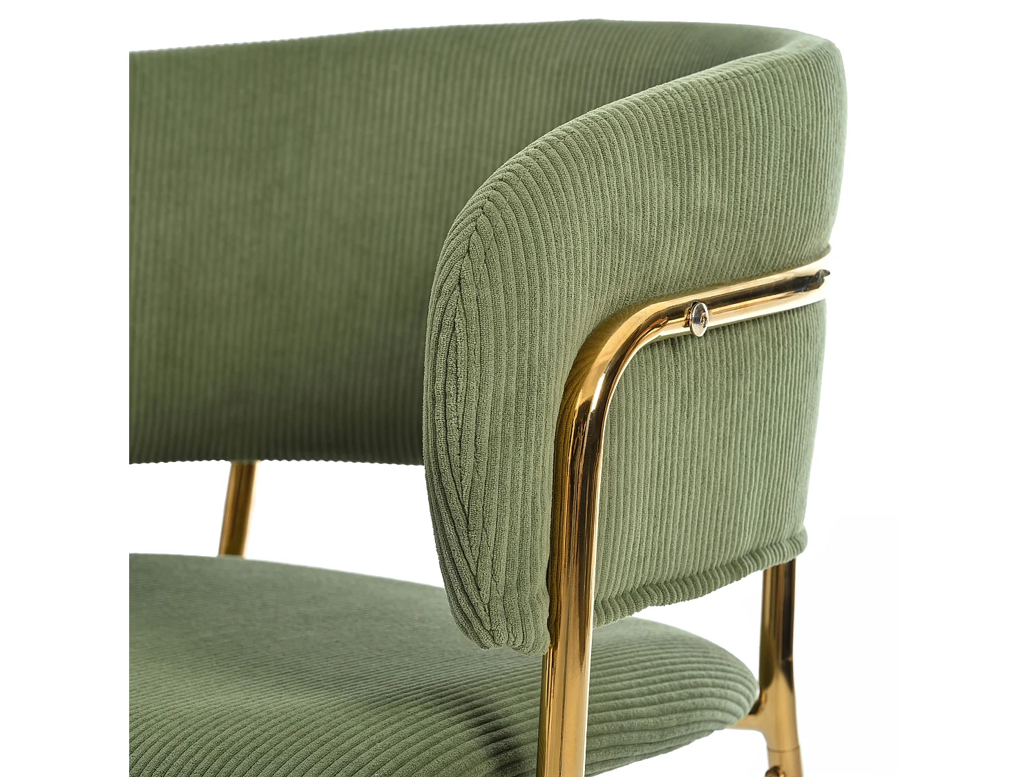 Set van 4 stoelen - geribbelde fluwelen stof - metalen poten - eigentijdse stijl - groen