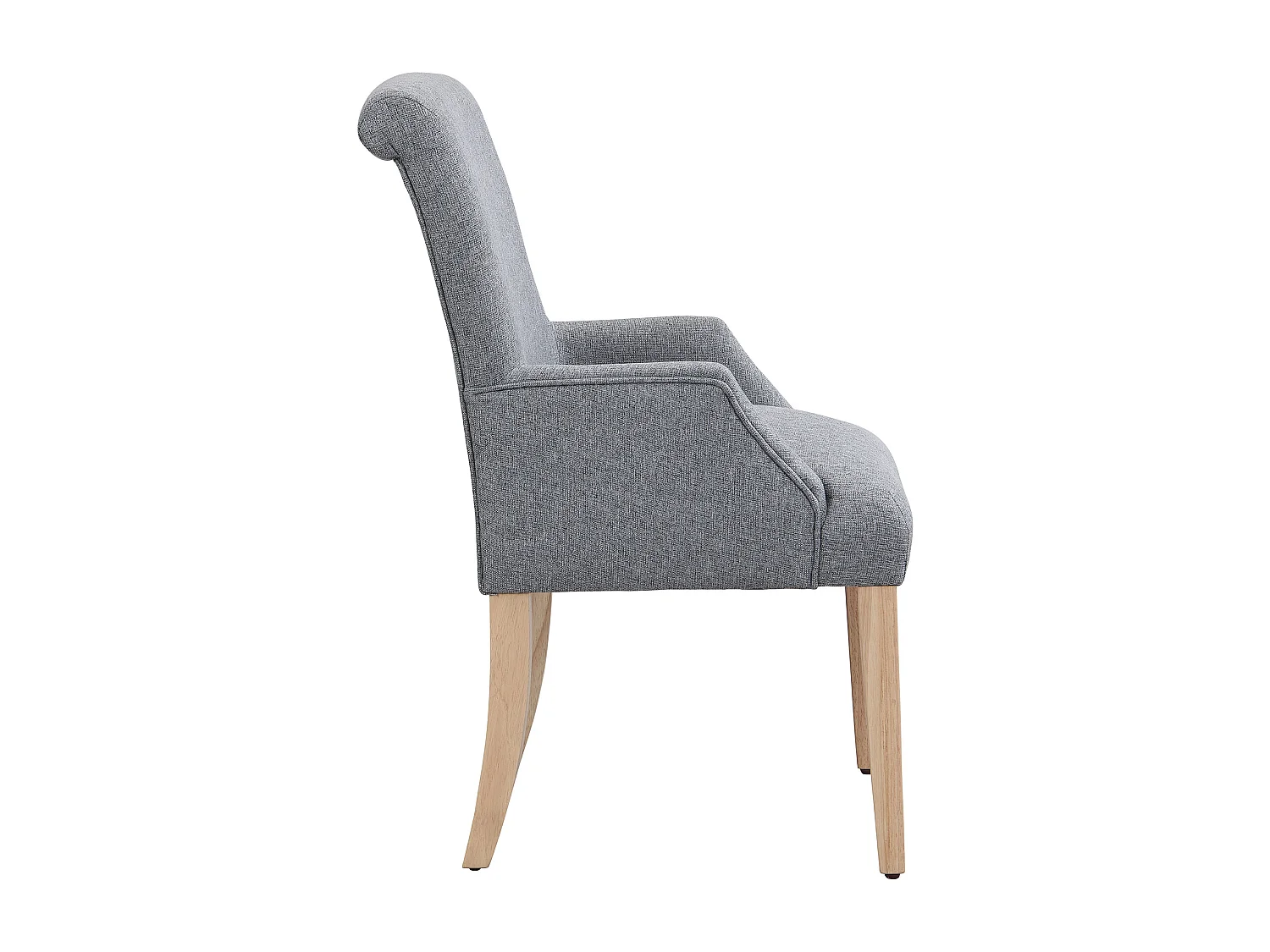 Lot de 6 Chaises en lin - avec pieds réglables en bois massif - avec accoudoirs - Gris