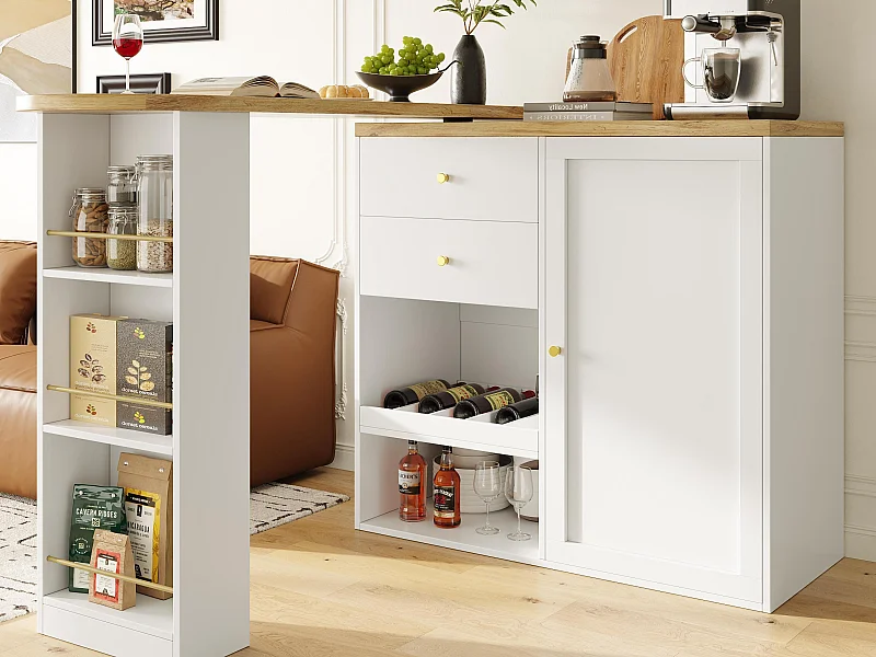 Meuble de bar pivotant et escamotable - avec 2 tiroirs et 1 porte - Balnc