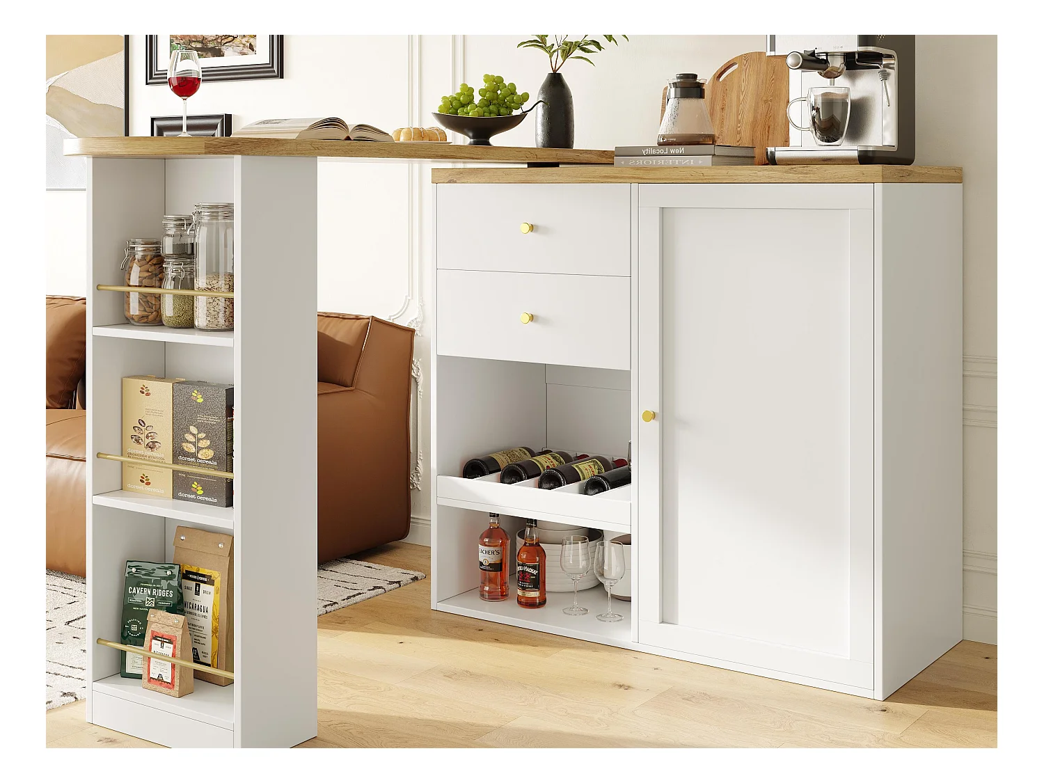 Meuble de bar pivotant et escamotable - avec 2 tiroirs et 1 porte - Balnc