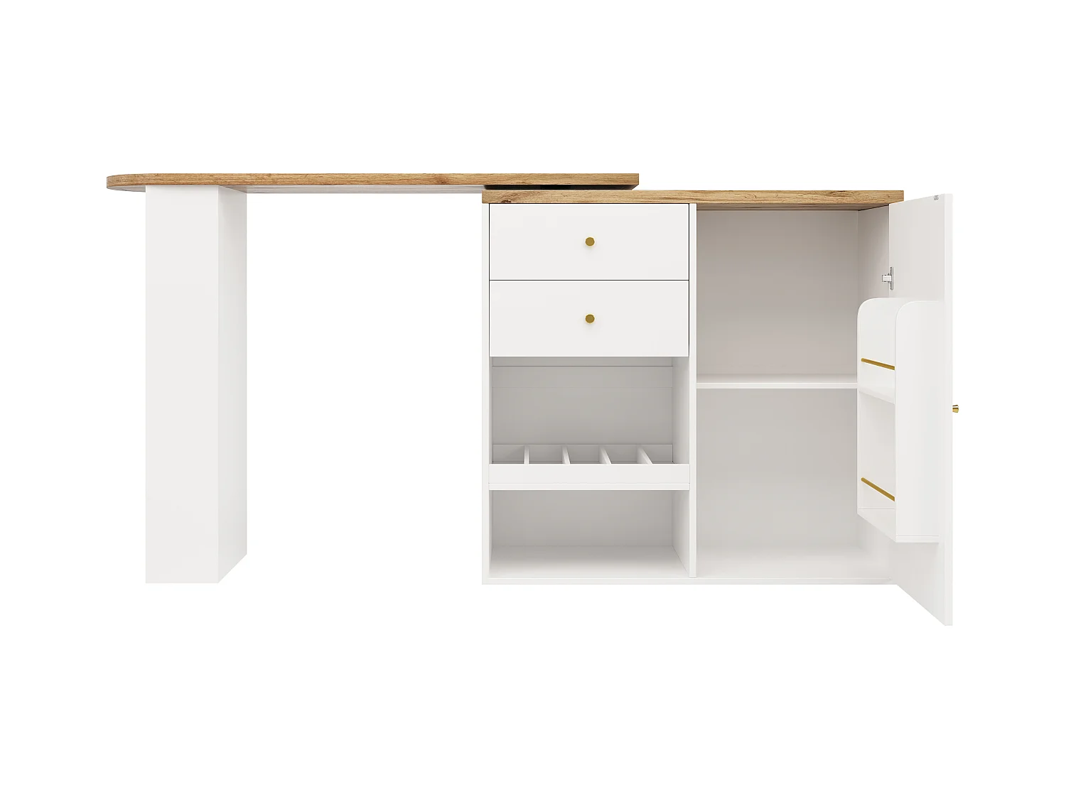 Meuble de bar pivotant et escamotable - avec 2 tiroirs et 1 porte - Balnc