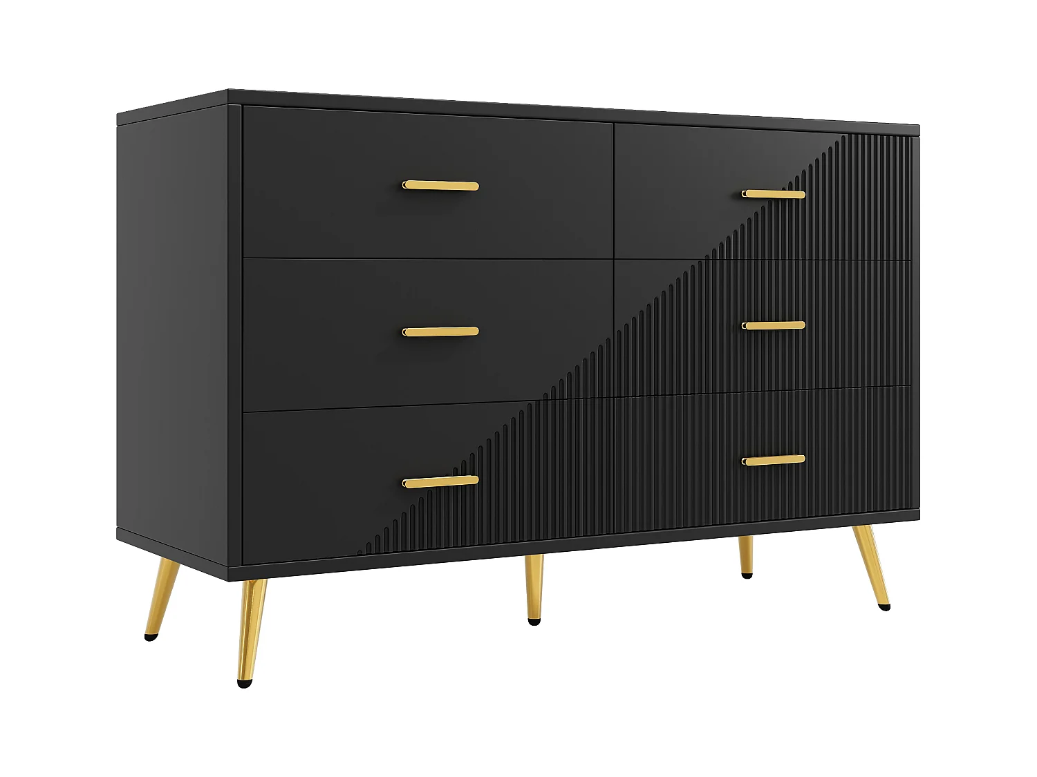 Buffet moderne 120x40x75 cm - avec 6 tiroirs - MDF - noir