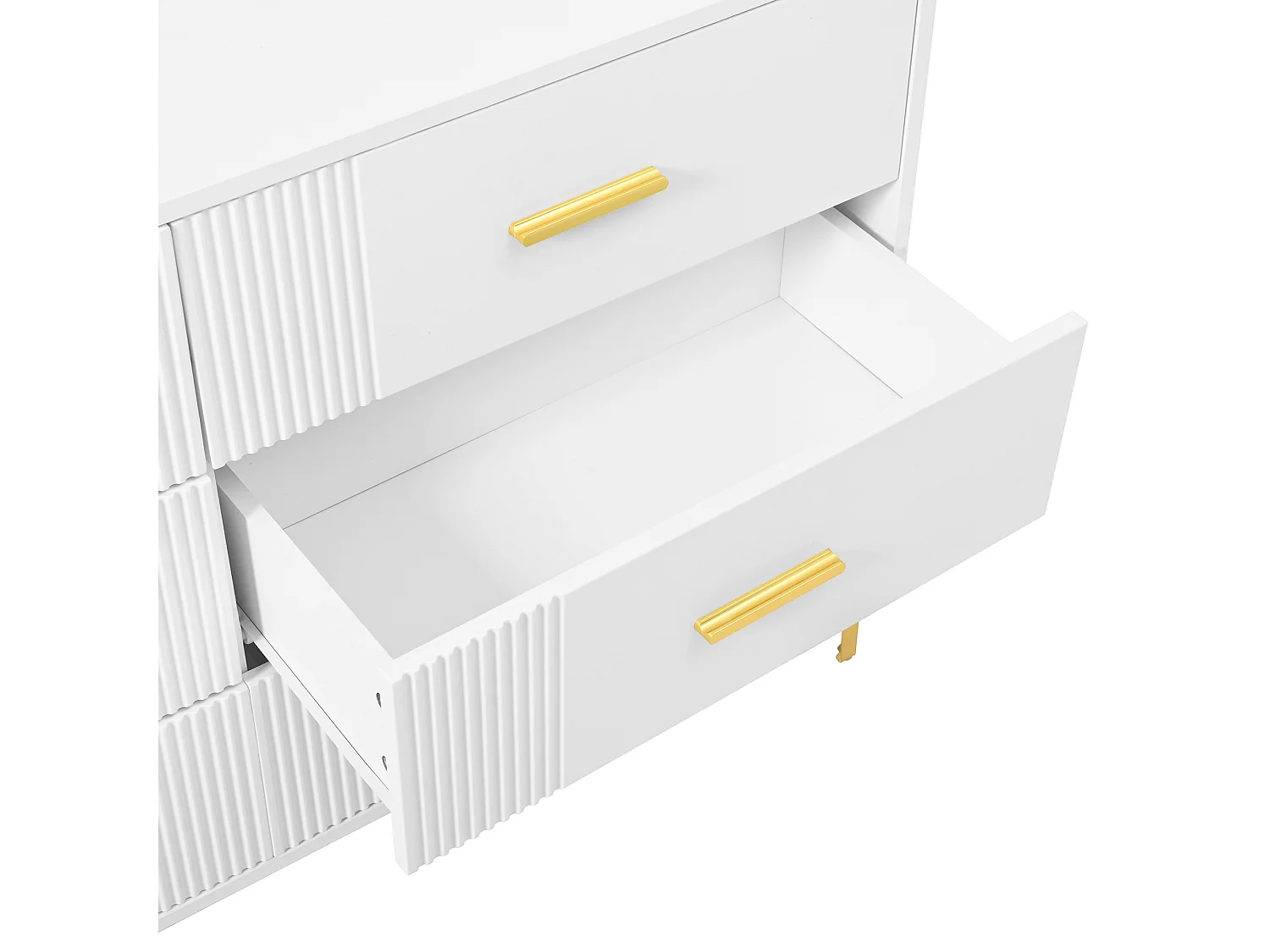 Buffet moderne 120x40x76cm - avec 6 tiroirs - pieds en métal - MDF - blanc