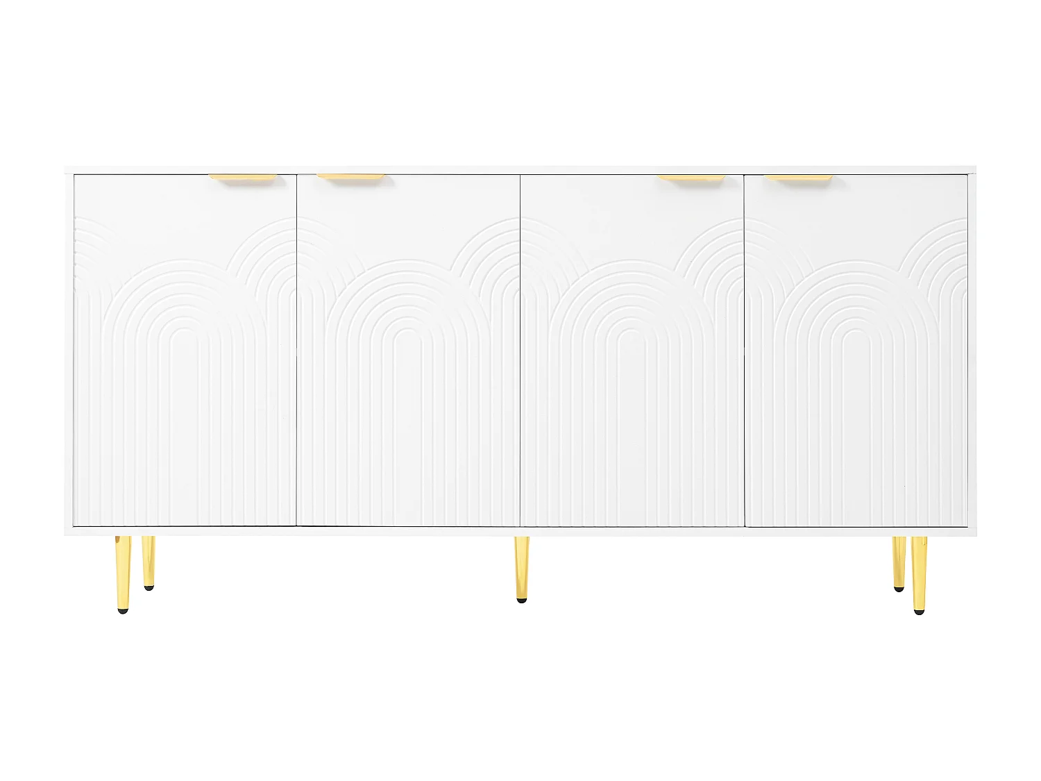 Buffet moderne 160x40x80cm - avec 4 portes - pieds en métal - panneau de particules - Blanc