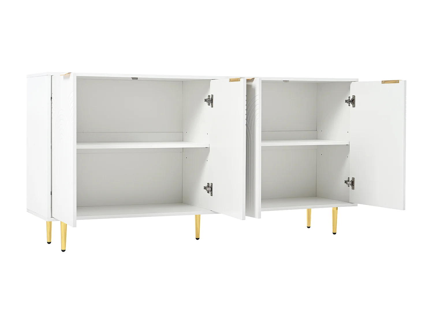 Buffet moderne 160x40x80cm - avec 4 portes - pieds en métal - panneau de particules - Blanc