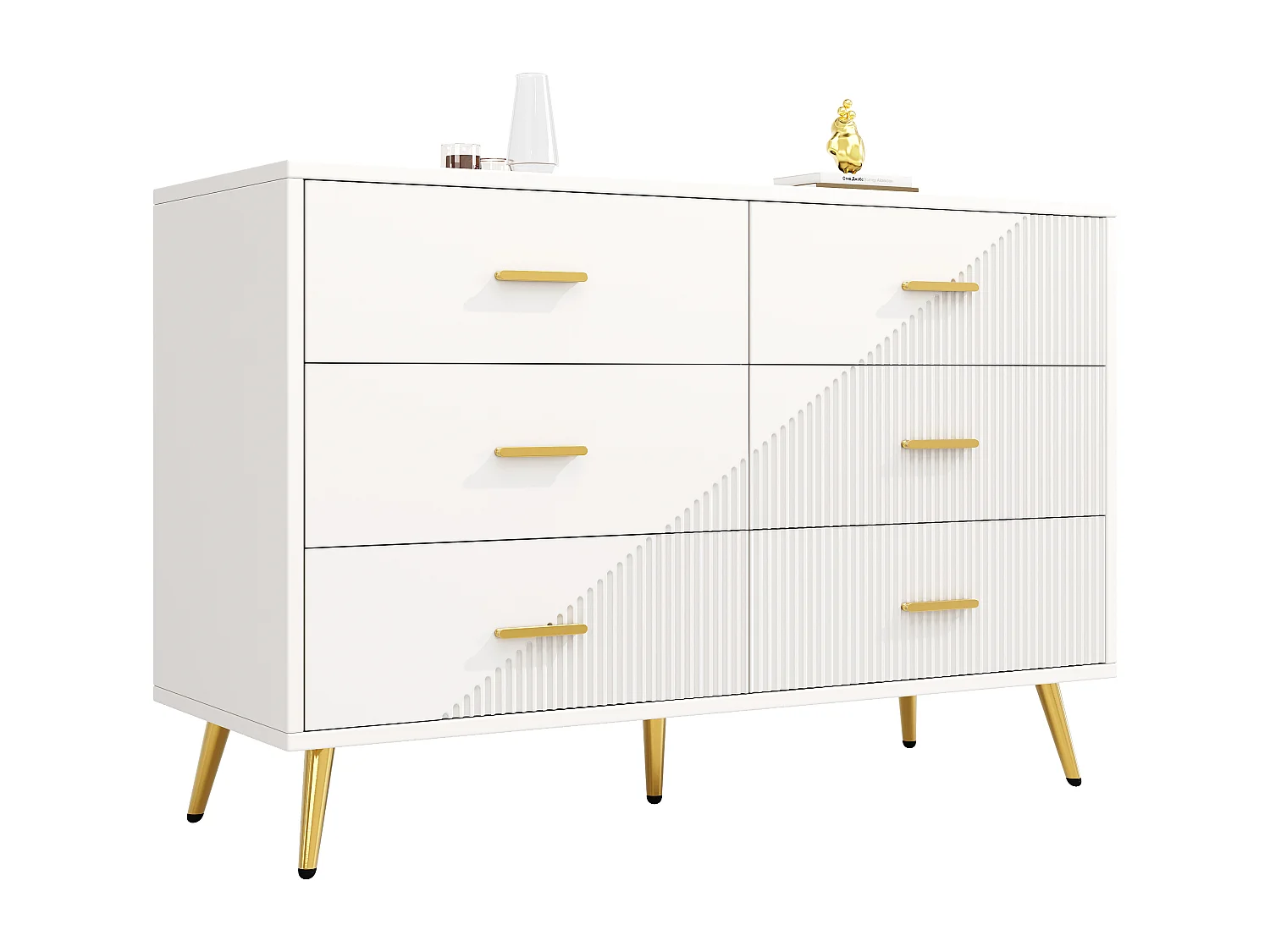 Moderner Sideboard 120x40x75 cm - mit 6 Schubladen - MDF - weiß