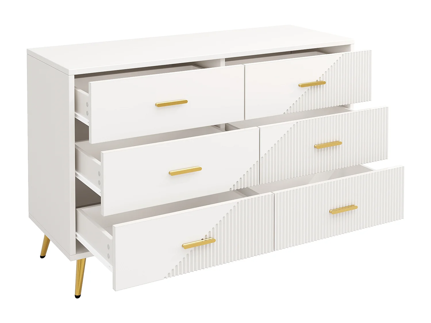Moderner Sideboard 120x40x75 cm - mit 6 Schubladen - MDF - weiß