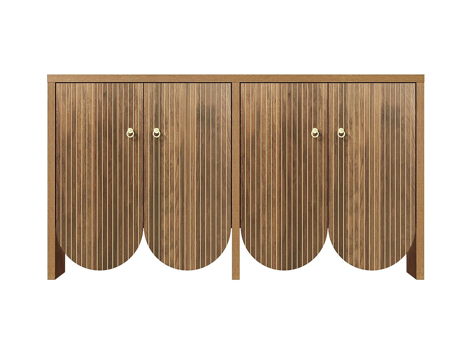 Buffet 147x40x80cm - avec 4 portes - étagères réglables - marron