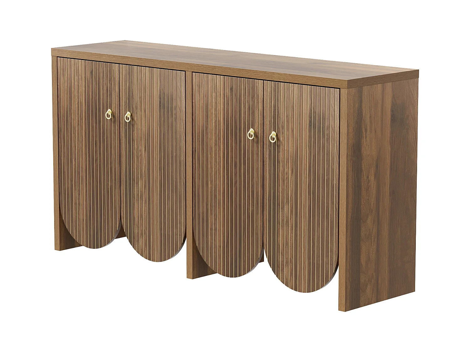 Buffet 147x40x80cm - avec 4 portes - étagères réglables - marron