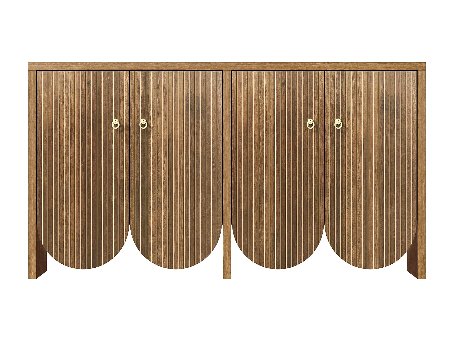 Buffet 147x40x80cm - avec 4 portes - étagères réglables - marron