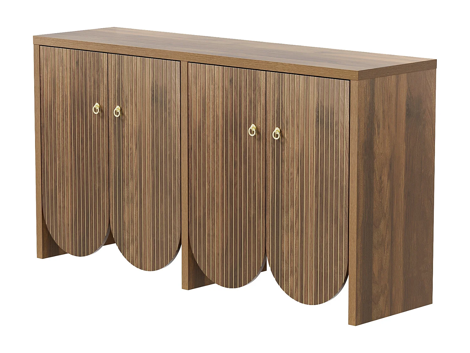 Buffet 147x40x80cm - avec 4 portes - étagères réglables - marron