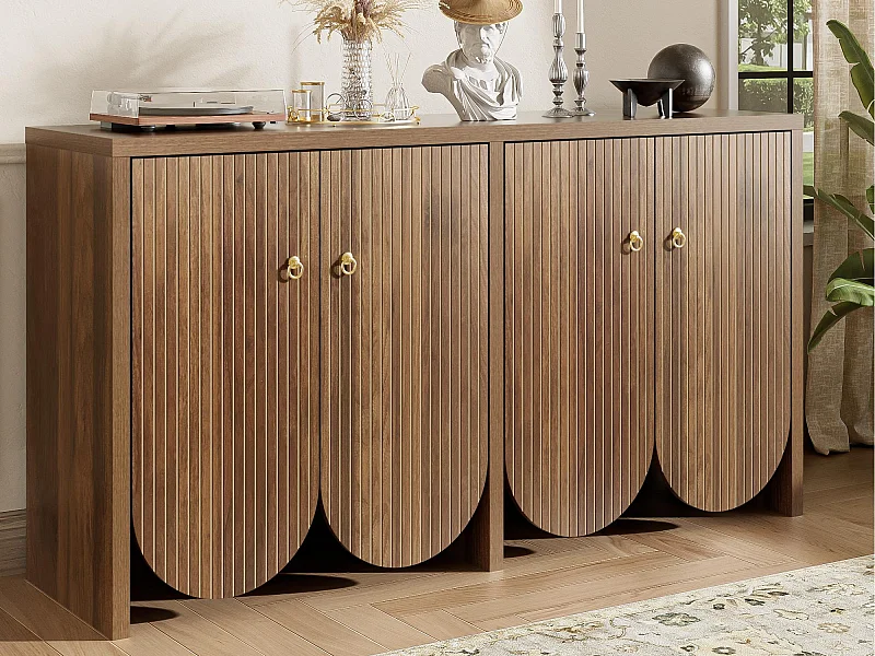 Credenza 147x40x80cm - con 4 ante - ripiani regolabili - marrone