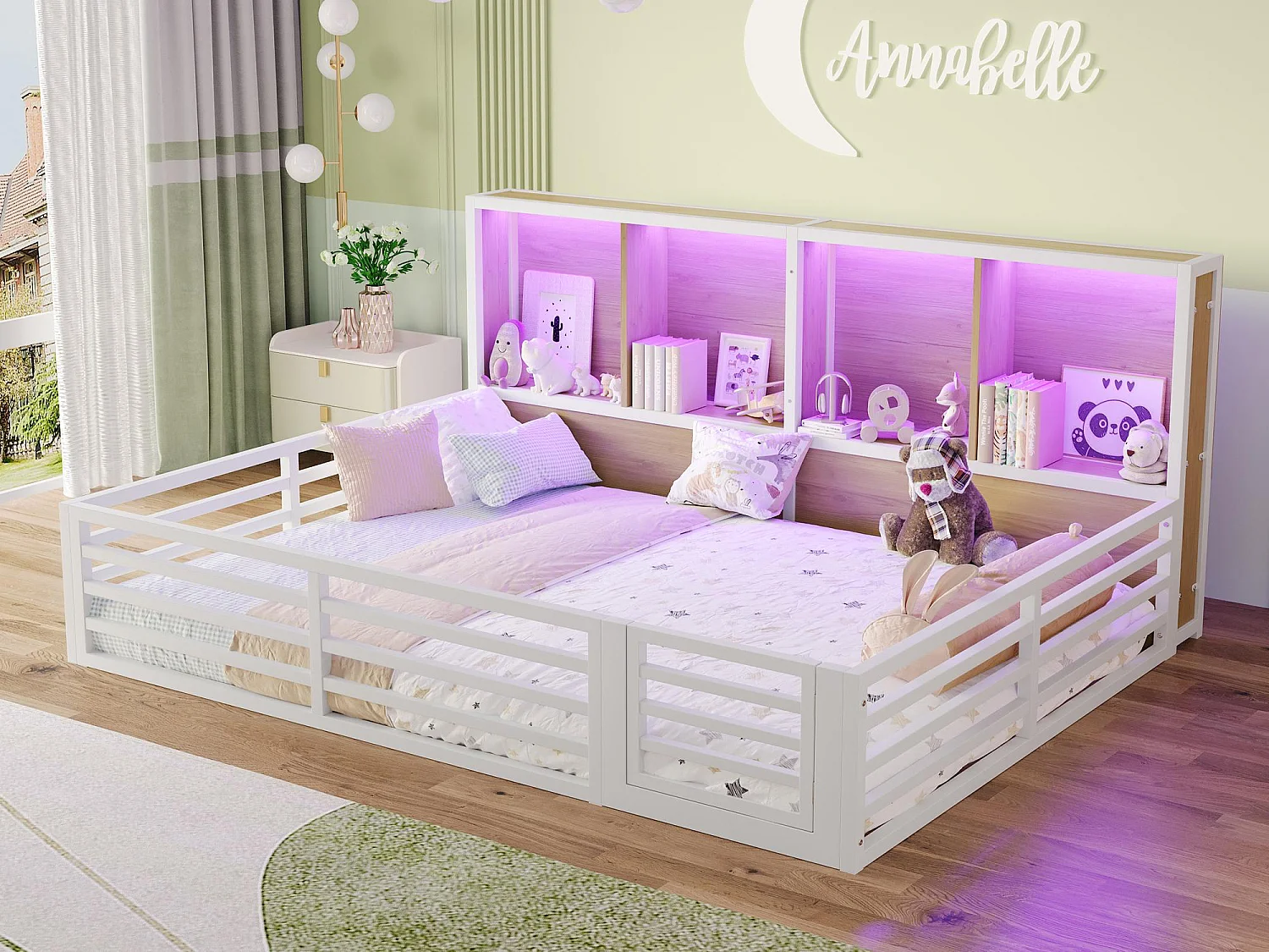 Kinderbett 140x200 cm - mit Stauraum - Lattenrost - weiß (ohne Matratze)