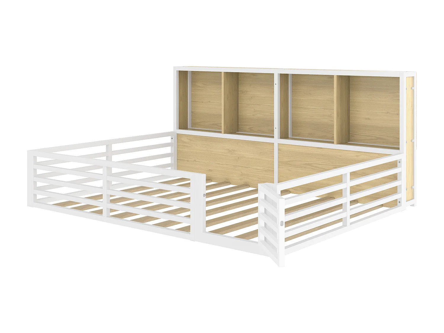 Kinderbett 140x200 cm - mit Stauraum - Lattenrost - weiß (ohne Matratze)