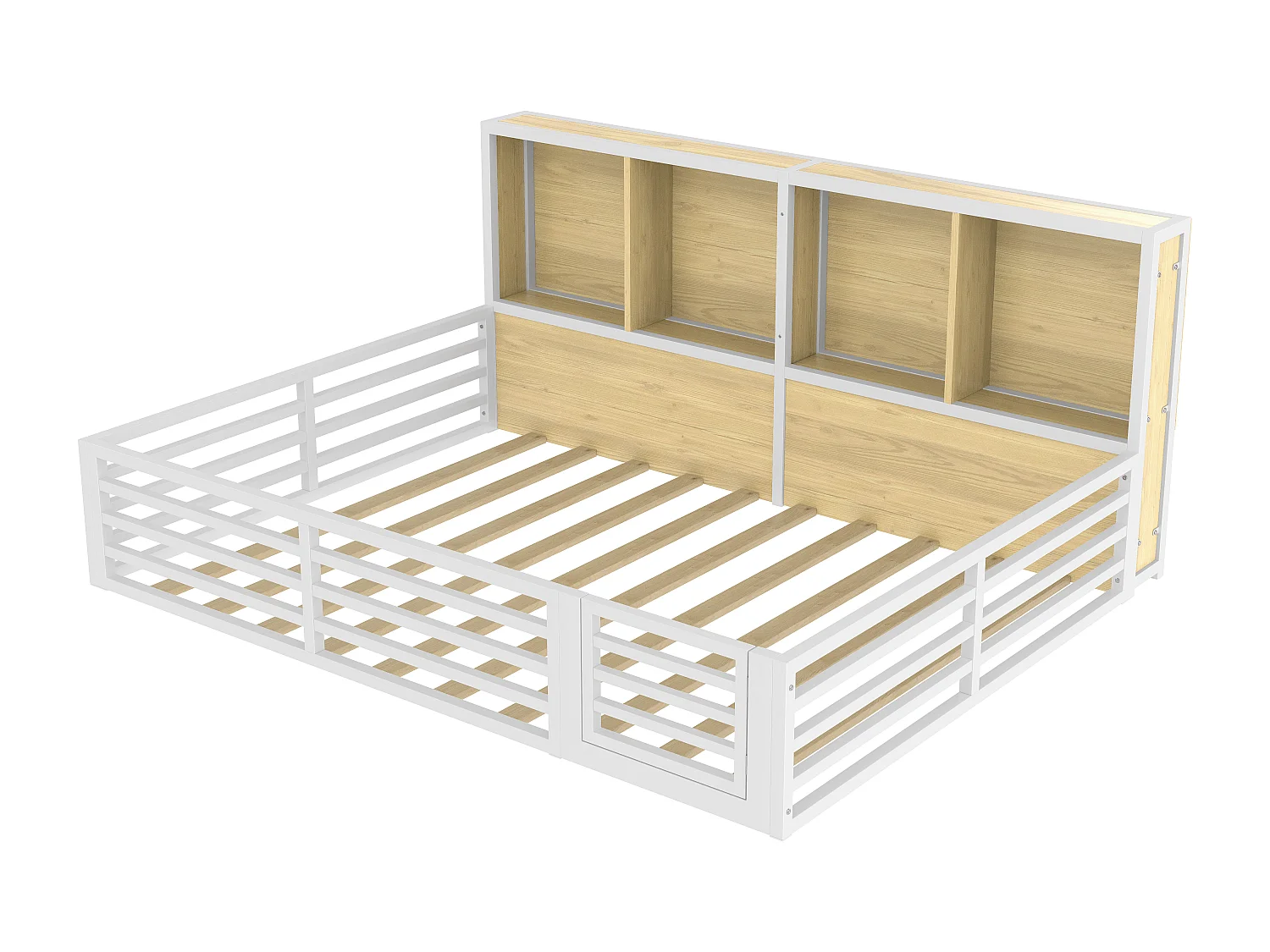 Kinderbett 140x200 cm - mit Stauraum - Lattenrost - weiß (ohne Matratze)