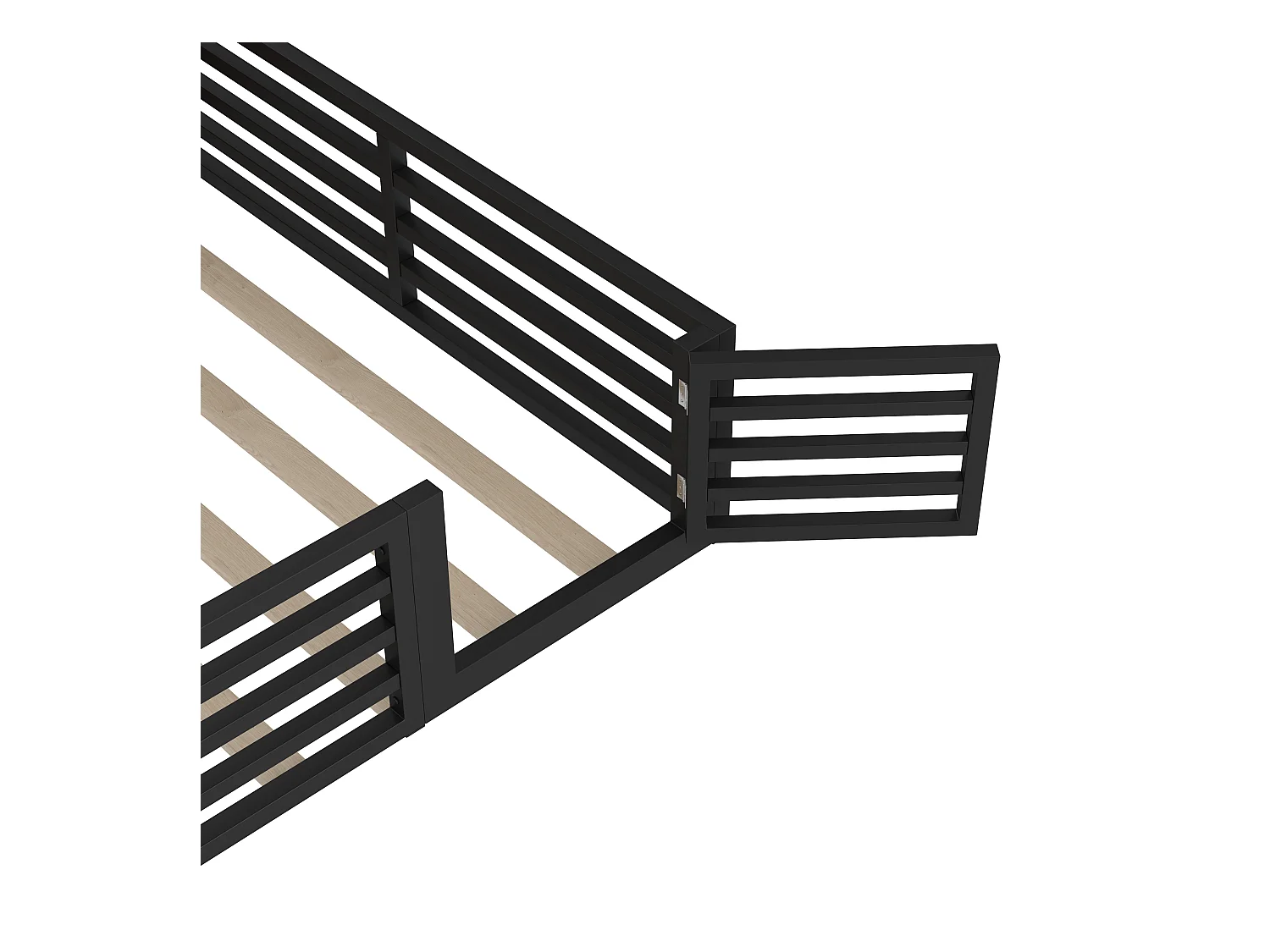 Lit enfant 140x200cm - avec rangement - sommier à lattes - noir (sans matelas)