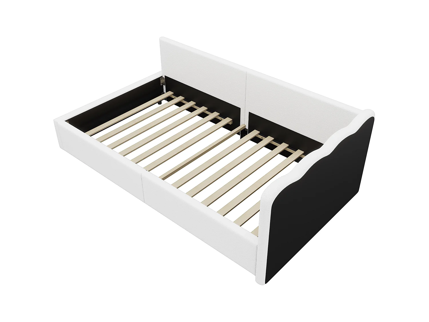 Lit banquette 90x200cm - avec éclairage LED - avec sommier à lattes - blanc