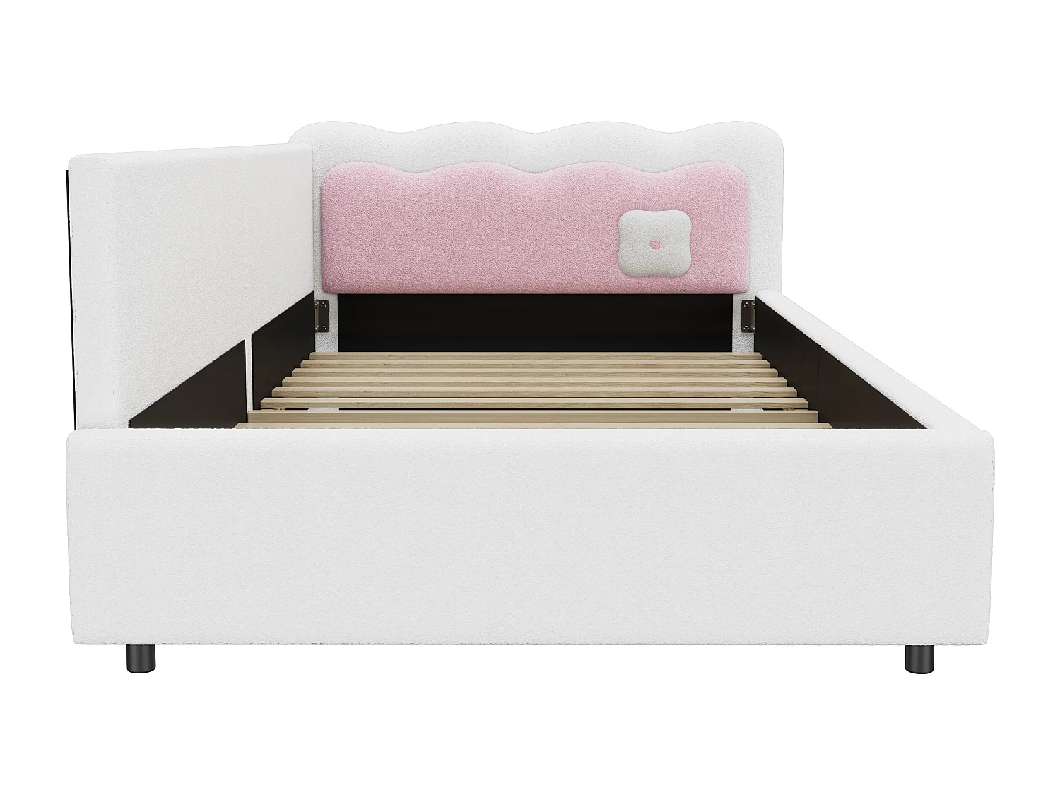 Lit banquette 90x200cm - avec éclairage LED - avec sommier à lattes - blanc