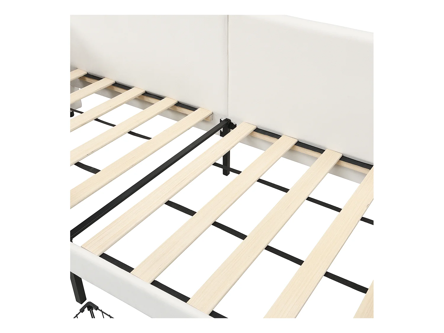 Canapé-lit enfants 90x200cm en velours - avec 2 tiroirs - 3 petites poches de rangement - Blanc(sans matelas)