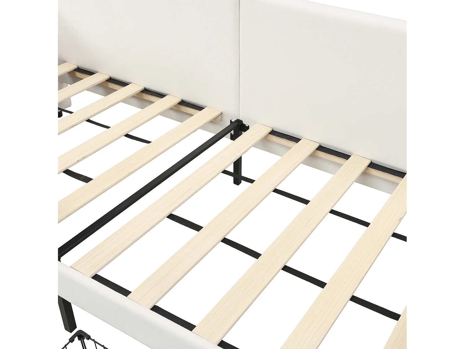 Canapé-lit enfants 90x200cm en velours - avec 2 tiroirs - 3 petites poches de rangement - Blanc(sans matelas)