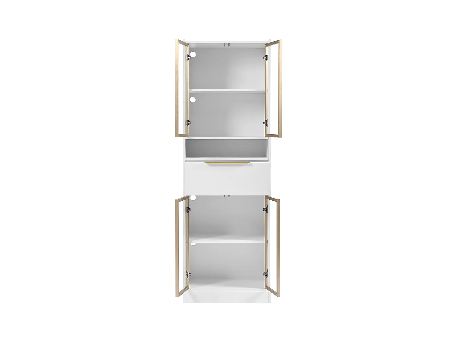 Armoire haute moderne 60x35x180cm - avec LED 16 couleurs + Bluetooth - avec 1 tiroir - avec 4 portes - blanc
