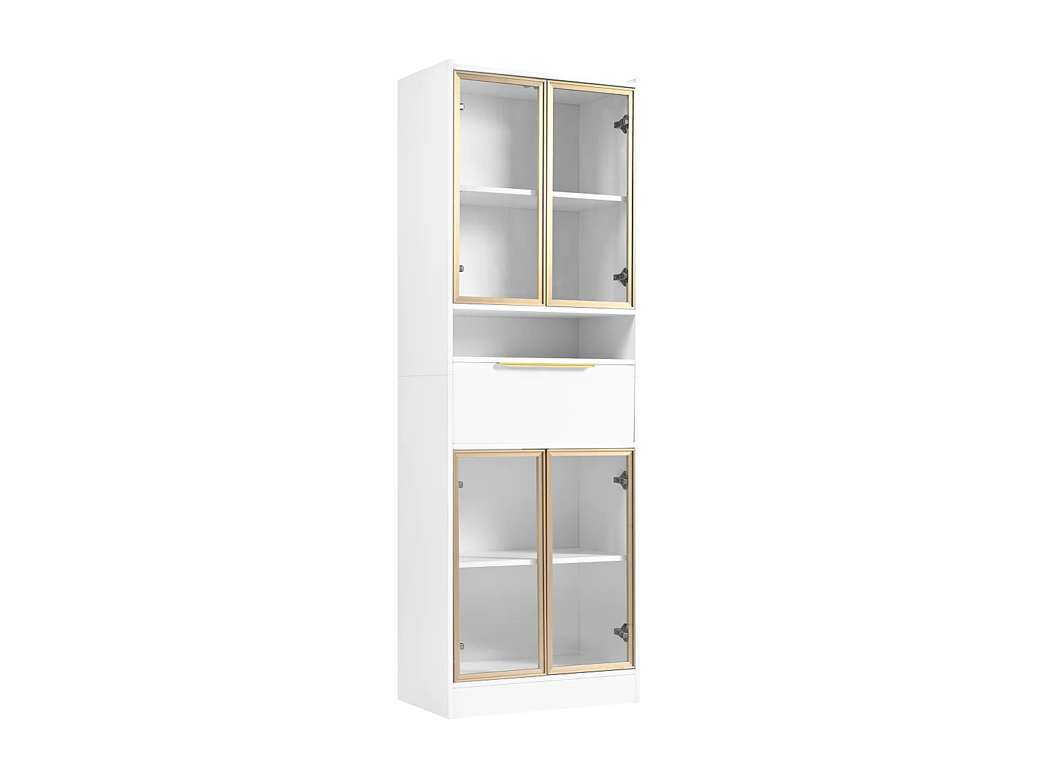 Armoire haute moderne 60x35x180cm - avec LED 16 couleurs + Bluetooth - avec 1 tiroir - avec 4 portes - blanc