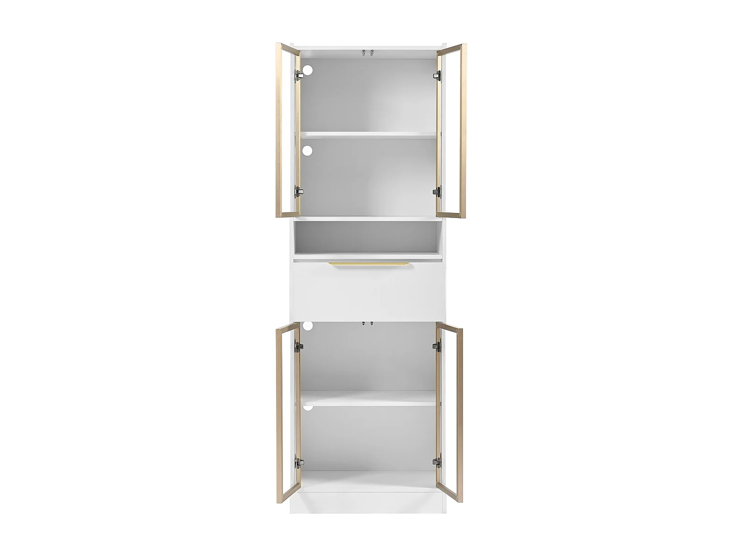 Armoire haute moderne 60x35x180cm - avec LED 16 couleurs + Bluetooth - avec 1 tiroir - avec 4 portes - blanc