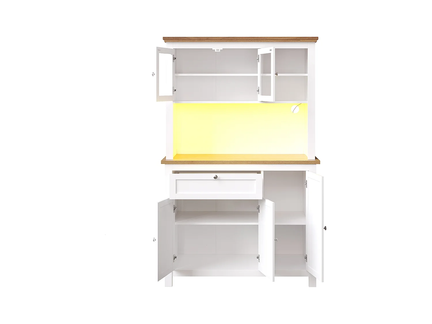 Keukenbuffet - met LED - met 5 deuren en 1 lade - met verstelbaar schap - wit