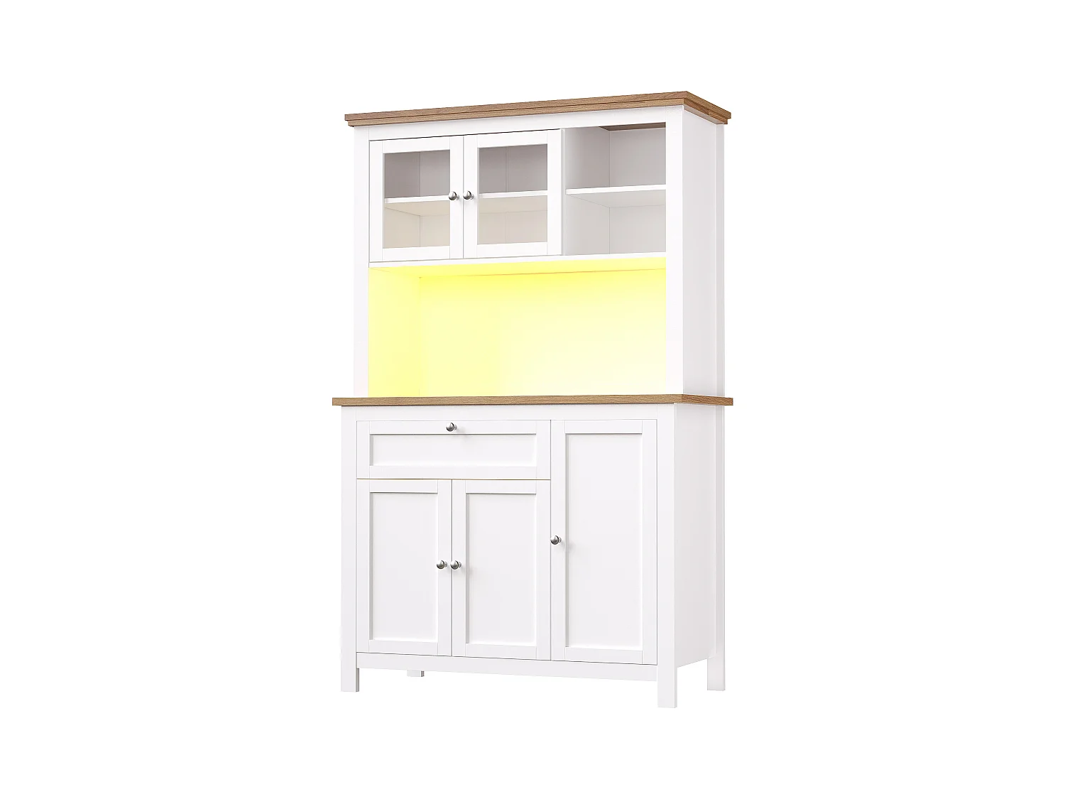 Keukenbuffet - met LED - met 5 deuren en 1 lade - met verstelbaar schap - wit