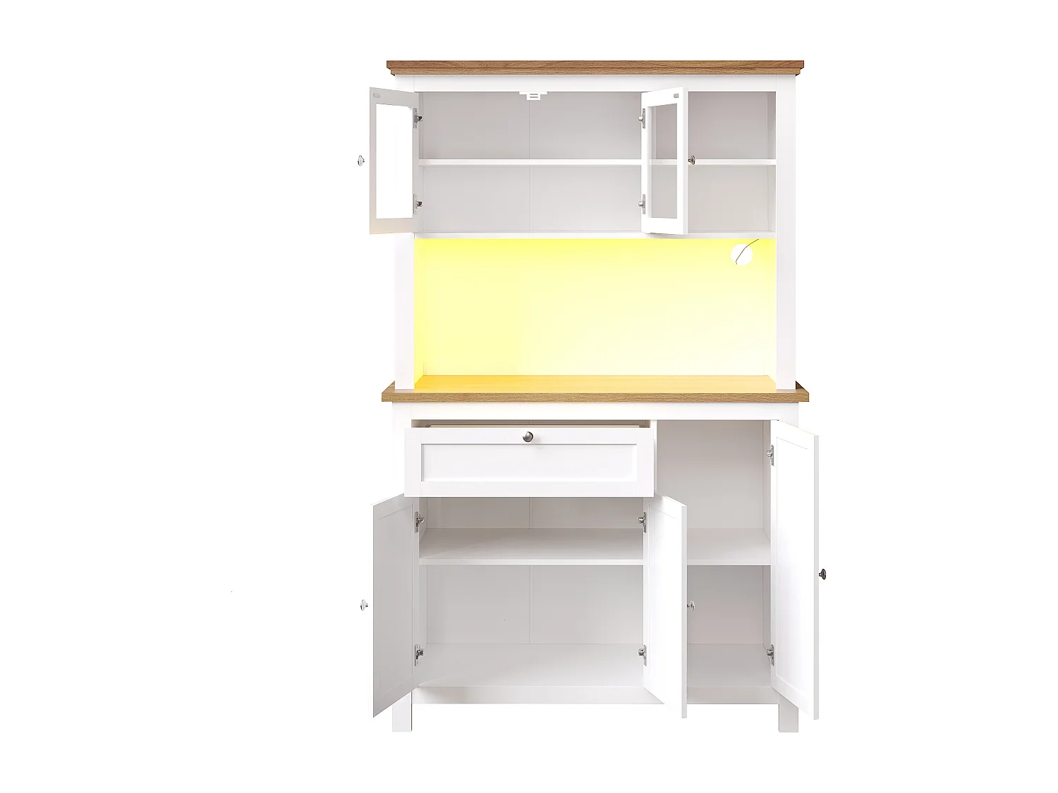 Credenza da cucina - con LED - con 5 ante e 1 cassetto - con ripiano regolabile - bianco