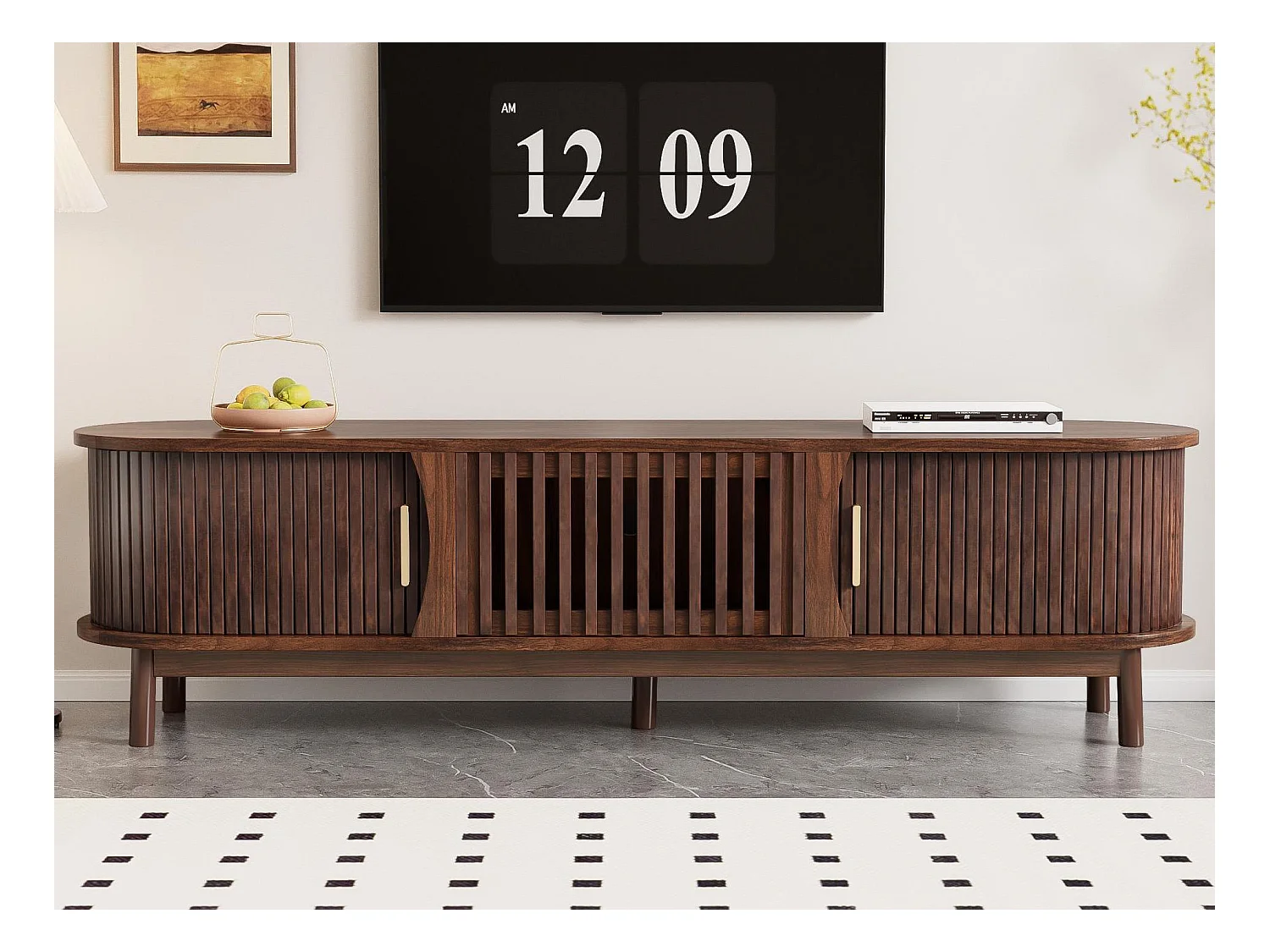 Meuble TV 165x39,5x46cm - pour téléviseurs jusqu'à 65" - marron