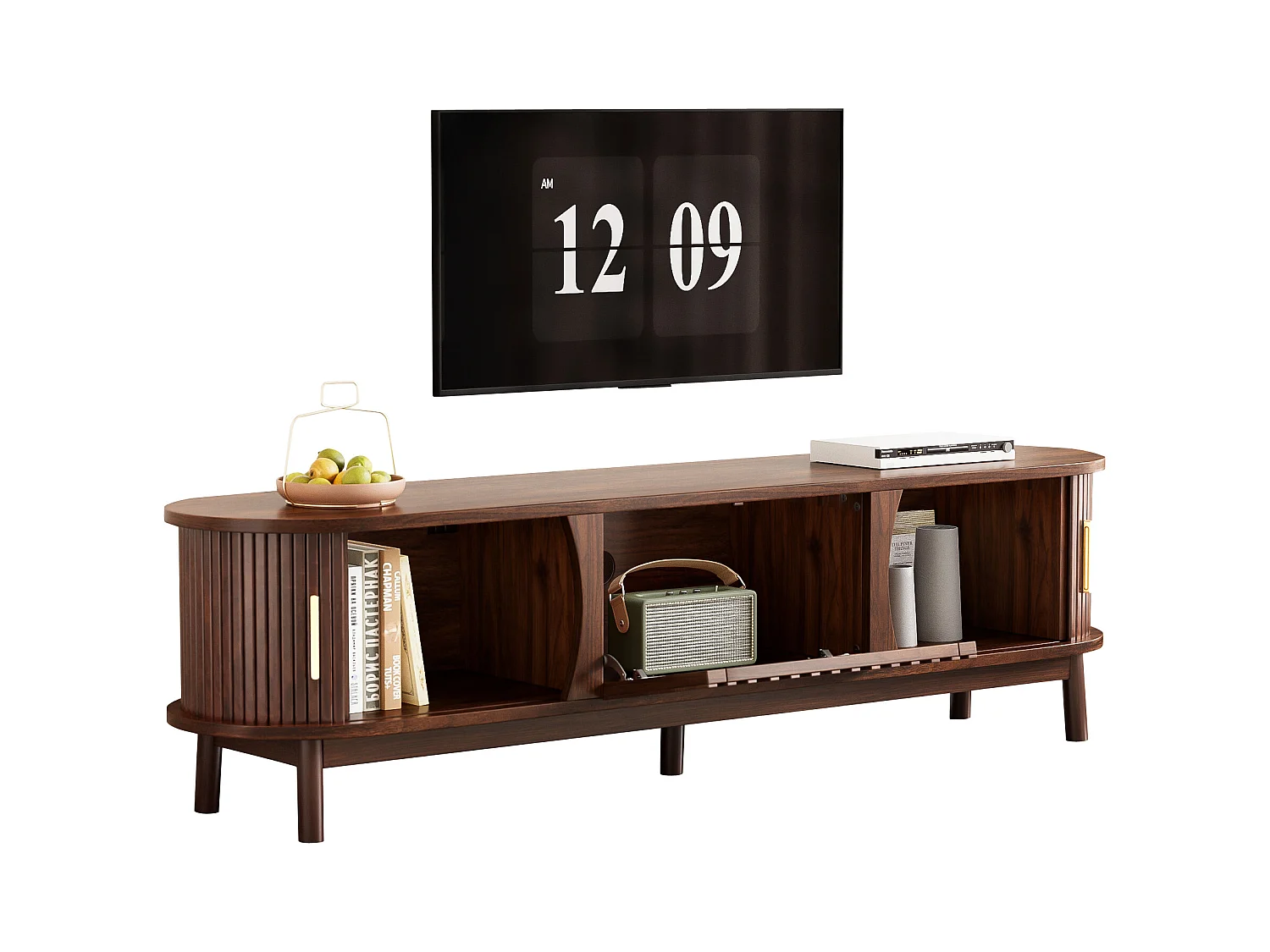 Meuble TV 165x39,5x46cm - pour téléviseurs jusqu'à 65" - marron