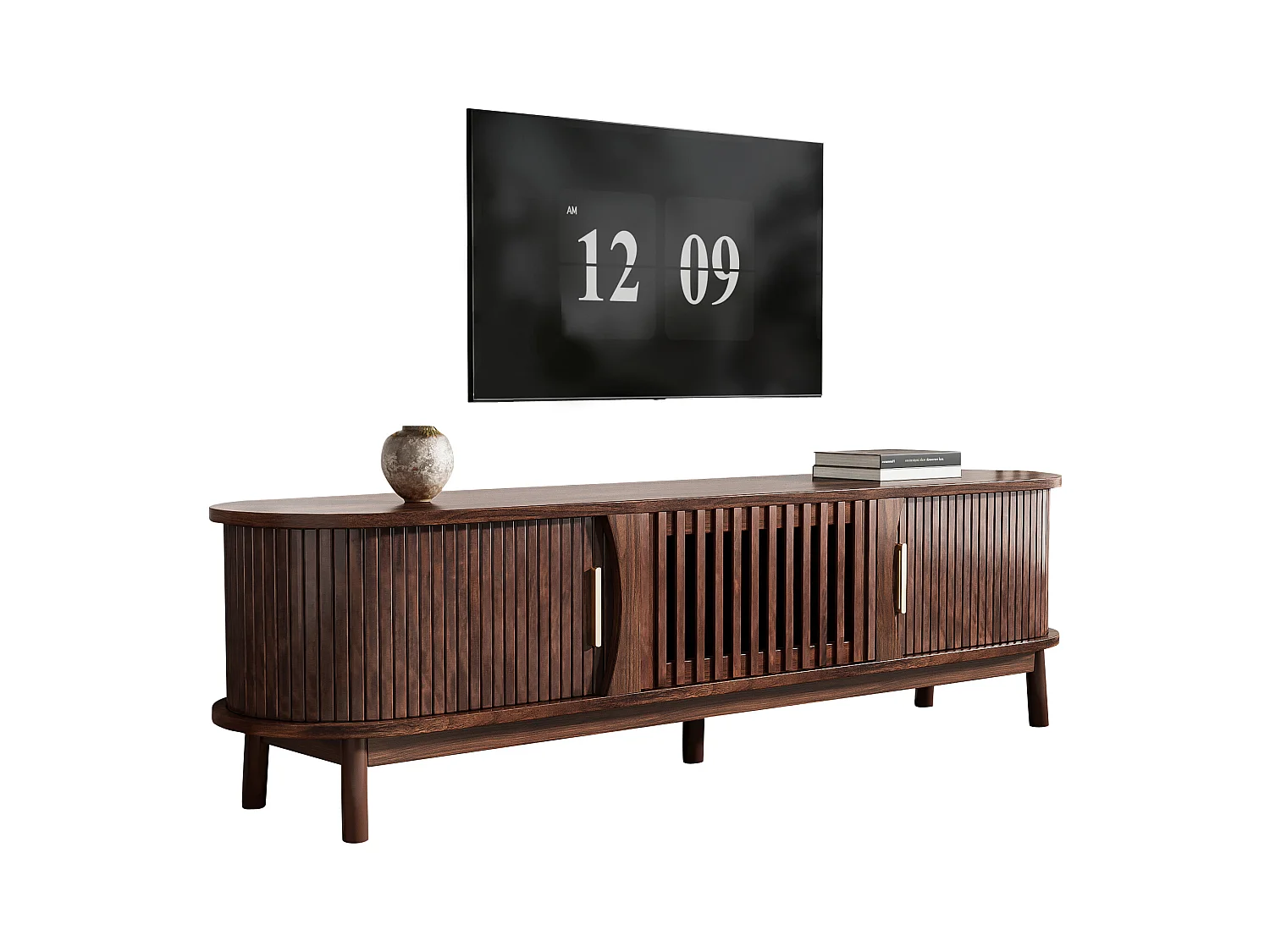 Meuble TV 165x39,5x46cm - pour téléviseurs jusqu'à 65" - marron
