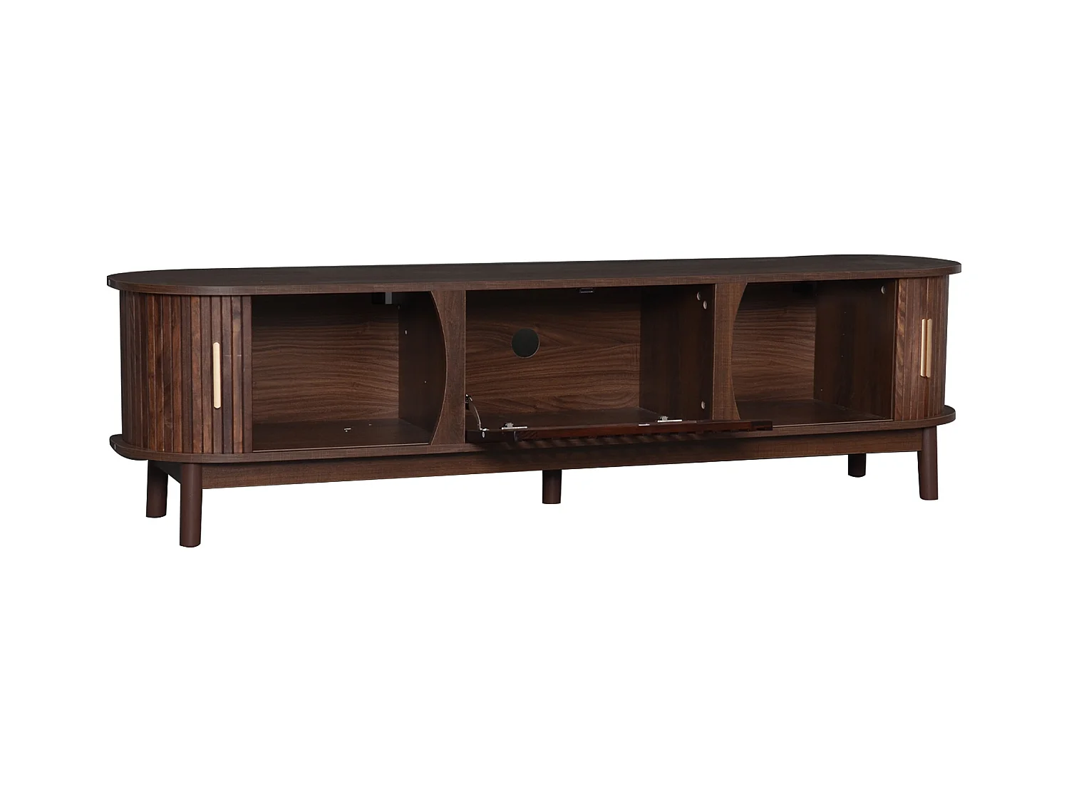 Meuble TV 165x39,5x46cm - pour téléviseurs jusqu'à 65" - marron