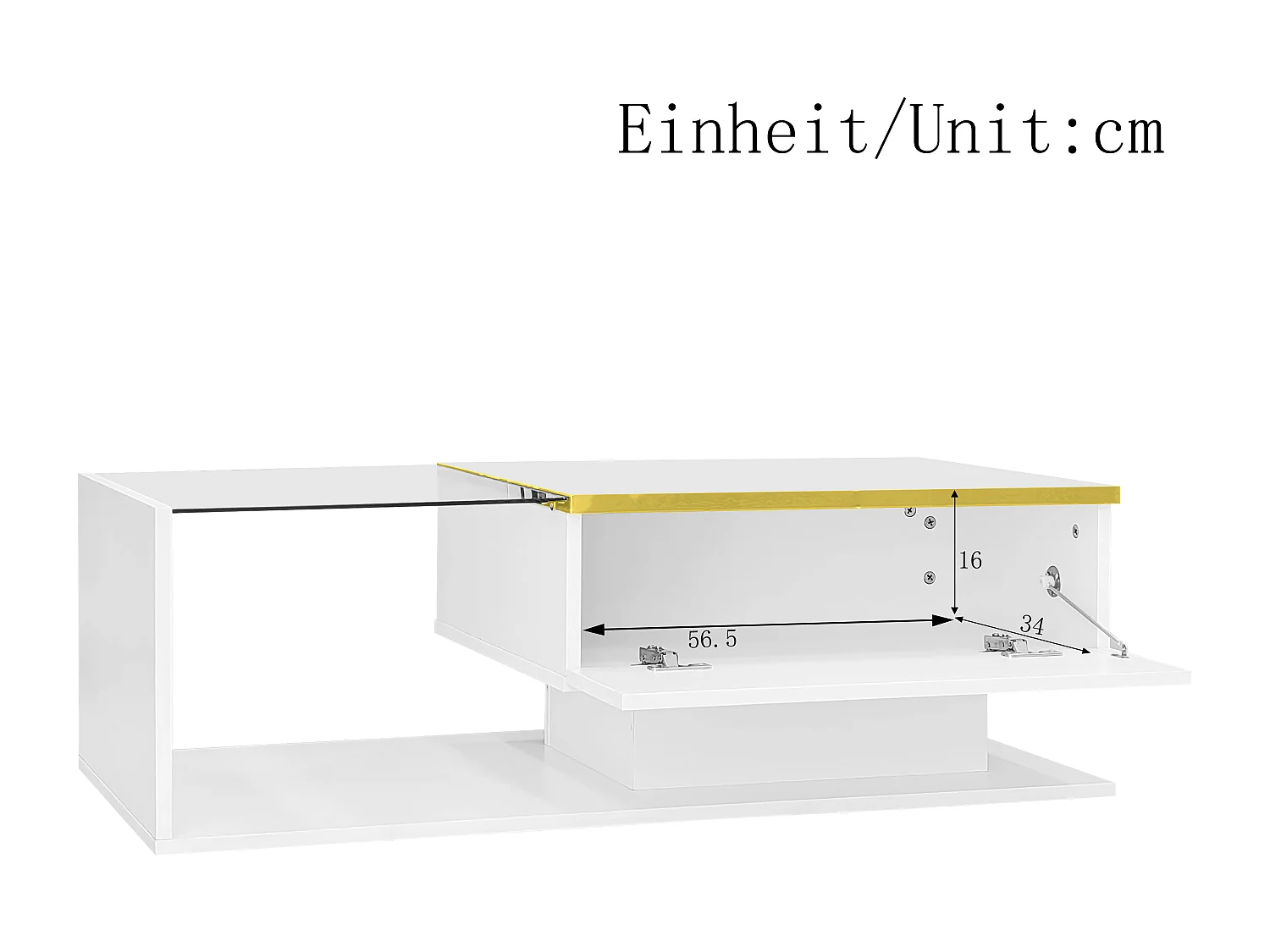 Table basse moderne - Verre - Éclairage LED - Rangement - Blanc