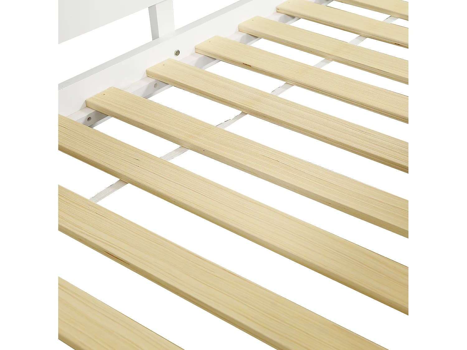 Hochbett 90x200 cm - mit offenen Regalen und Schrank - mit Schutzgeländer - 2-stufige Aufstiegsleiter mit Stauraum - weiß + natur